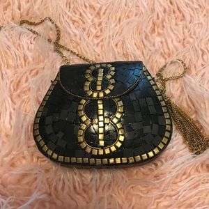 Gorgeous black and gold mosaic purse